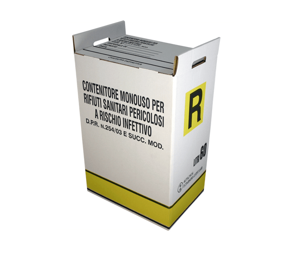 Contenitore in cartone monouso per rifiuti sanitari