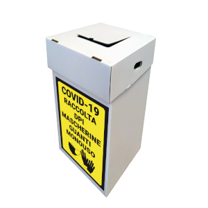 Ecobox per mascherine, guanti e camici con etichetta COVID-19 Ecobox per mascherine, guanti e camici con etichetta COVID-19