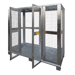 Esempio di armadio per bombole gas pericolosi con rete metallica Ecoplast 2000