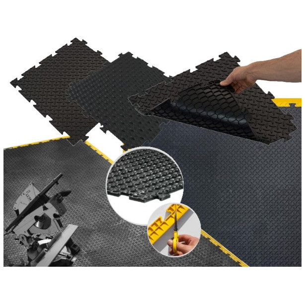 Pavimento in plastica antiscivolo nero per officine meccaniche